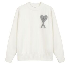 Ami Ivory Sweater with Charcoal Heart Design